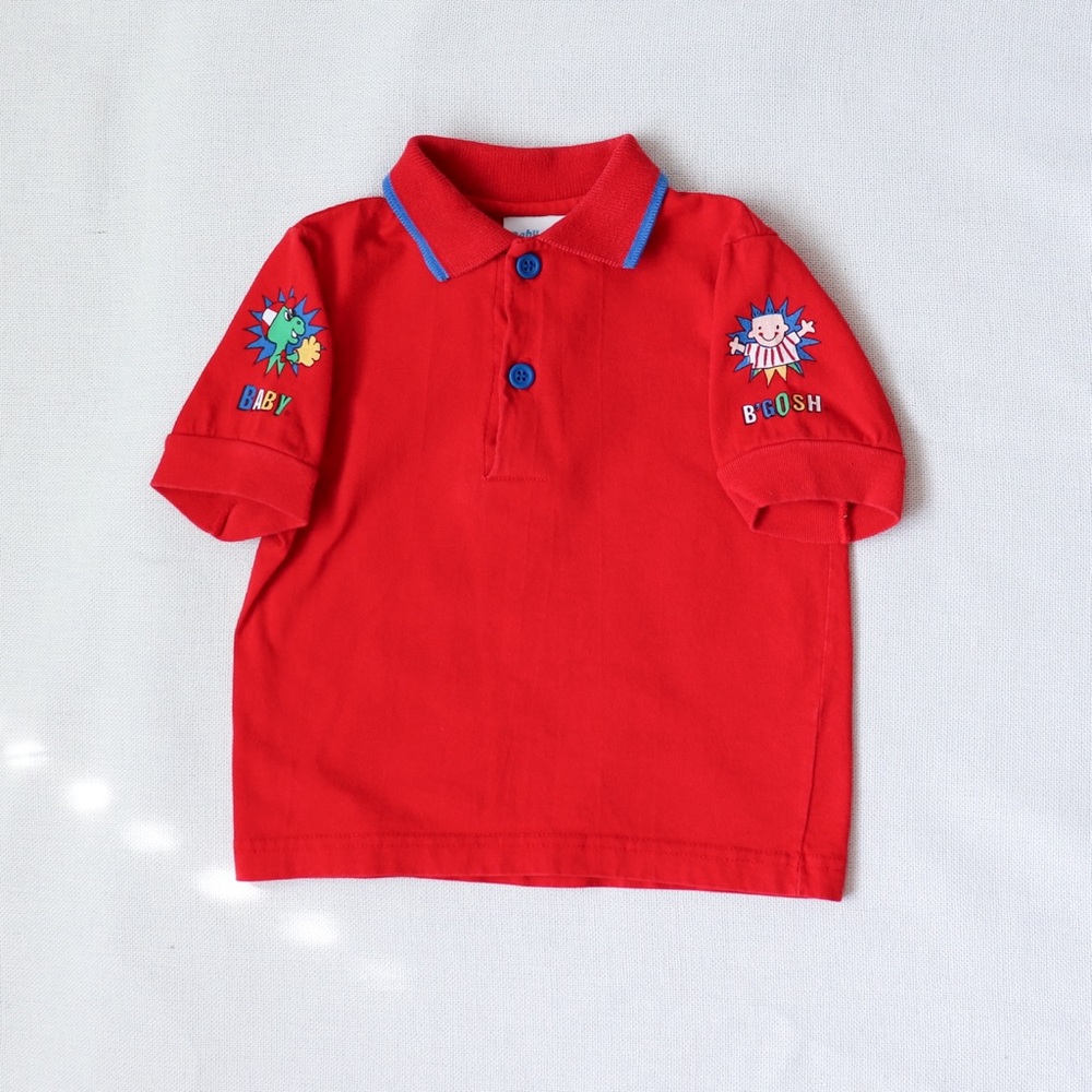 Vintage OshKosh B'Gosh Dinosaur Baseball Short Sleeve Polo Shirt 18M